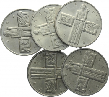5 Franken 1963 B Rotes Kreuz - diverse Qualitäten
